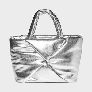 🤍 A NEW DAY • metallic silver puff tote handbag
